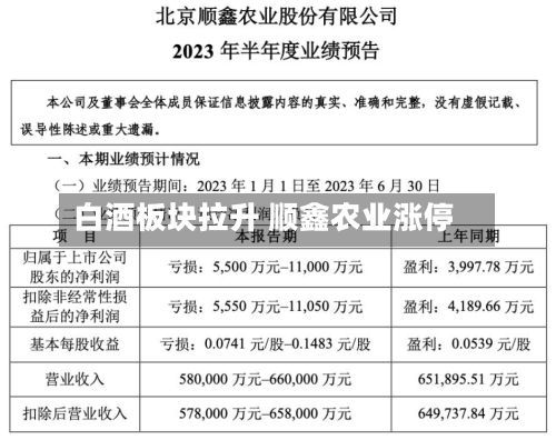 白酒板块拉升 顺鑫农业涨停-第1张图片