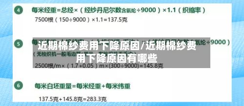 近期棉纱费用下降原因/近期棉纱费用下降原因有哪些