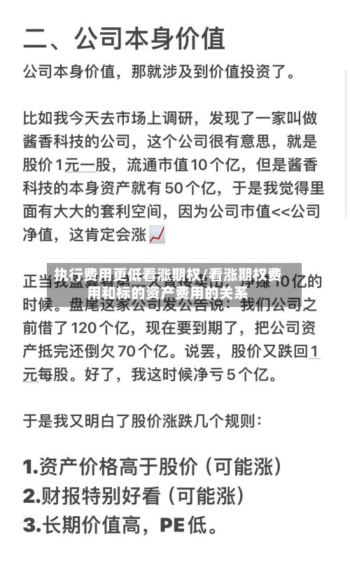 执行费用更低看涨期权/看涨期权费用和标的资产费用的关系