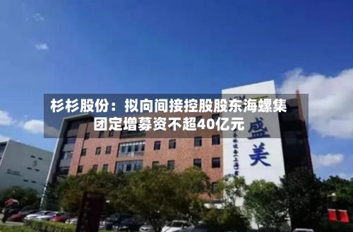 杉杉股份：拟向间接控股股东海螺集团定增募资不超40亿元