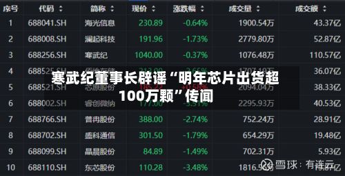 寒武纪董事长辟谣“明年芯片出货超100万颗”传闻-第1张图片