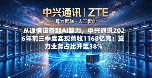 从通信设备到AI算力，中兴通讯2026年前三季度实现营收1168亿元：算力业务占比升至38%-第1张图片