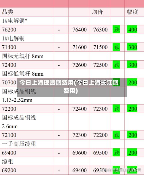 今日上海现货铜费用(今日上海长江铜费用)-第2张图片