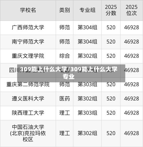 309能上什么大学/309能上什么大学专业-第2张图片