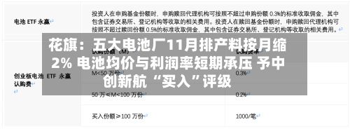 花旗：五大电池厂11月排产料按月缩2% 电池均价与利润率短期承压 予中创新航 “买入	”评级-第3张图片
