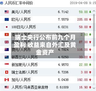 瑞士央行公布前九个月盈利 收益来自外汇及黄金资产