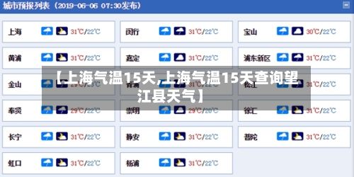 【上海气温15天,上海气温15天查询望江县天气】-第2张图片