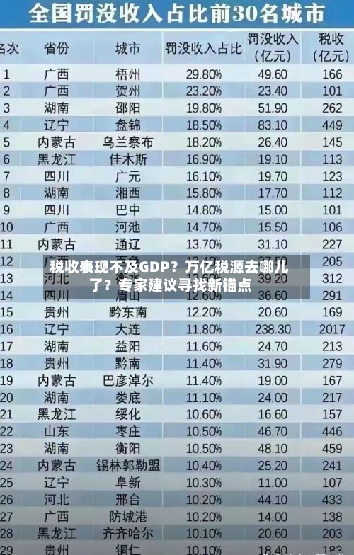 税收表现不及GDP？万亿税源去哪儿了？专家建议寻找新锚点