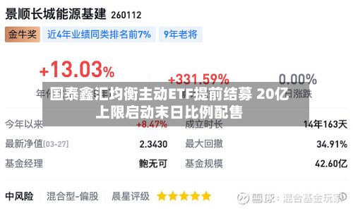 国泰鑫汇均衡主动ETF提前结募 20亿上限启动末日比例配售-第3张图片